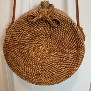 Bali Rattan Woven Round Crossbody Bag